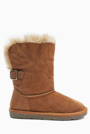 Tan Knitted Pull-On Boots (Older Girls)